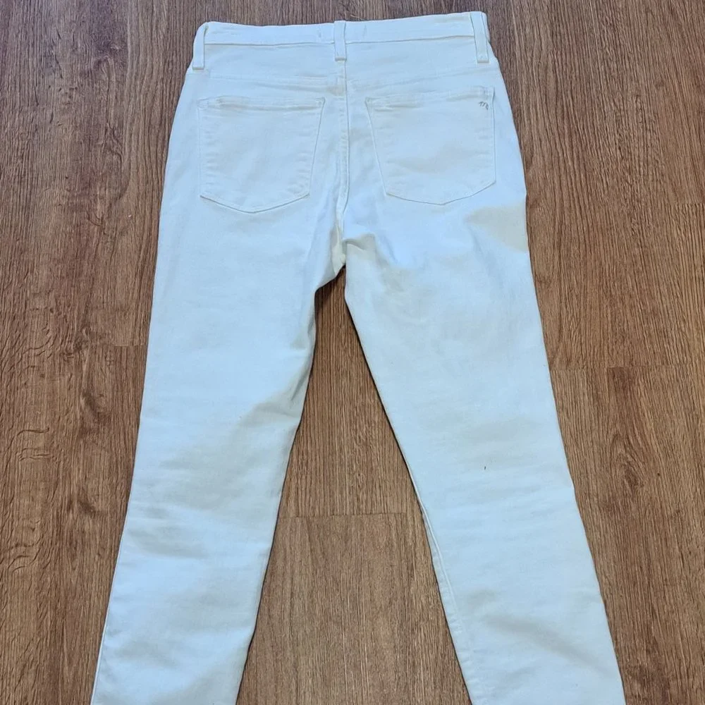 Madewell Distress White Skinny Button Fly Jeans with Raw Hem - Size 25 - Picture 14 of 16
